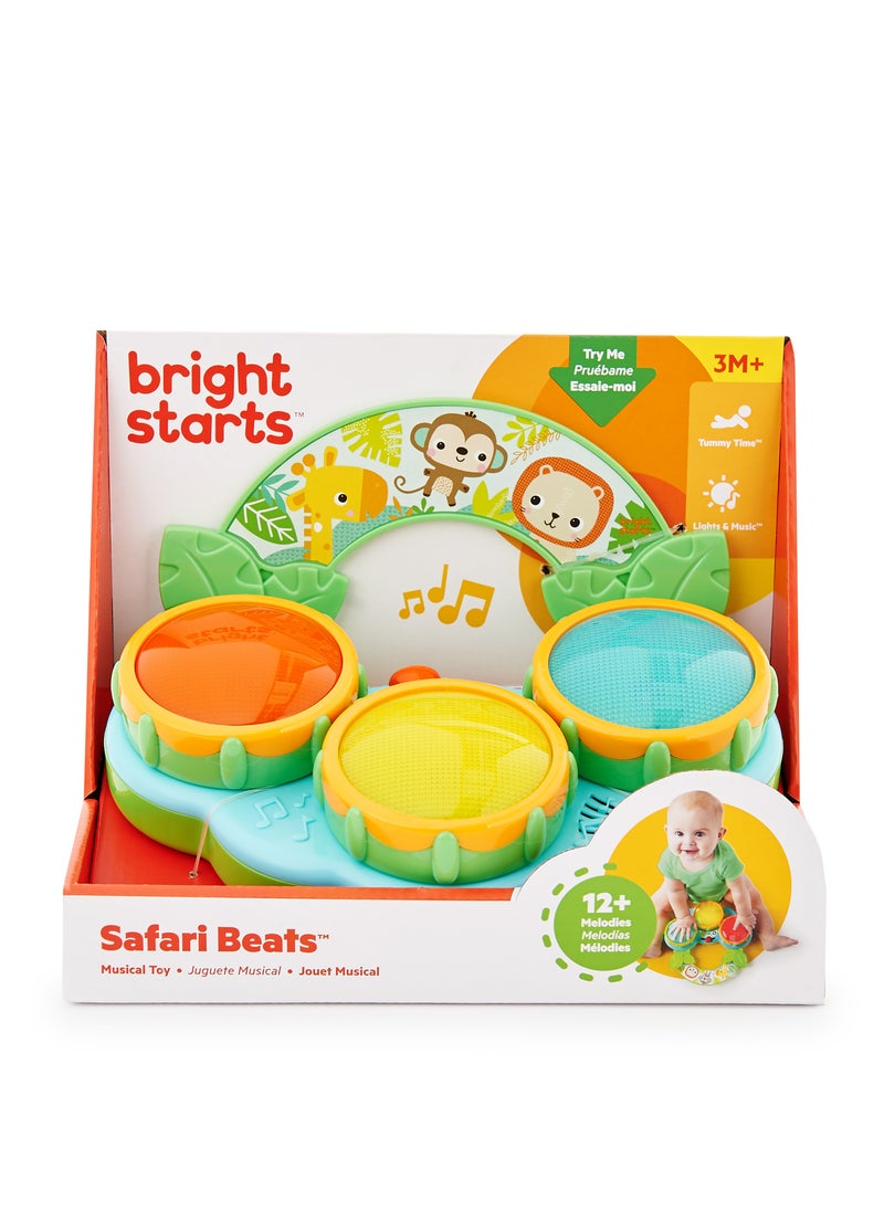 Bright Starts - Safari Beats Musical Toy, Drum & Melody Modes, Songs, sounds and lights, Portable Toy, Ages 3 Months+ - Image 1