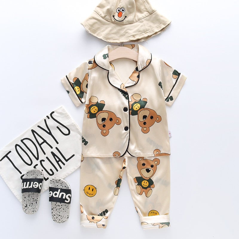 Mufu Rui Be54 New Summer Short-Sleeve Long Pants Casual Fashion Baby Bear Pajamas For Children And Toddlers - Image 2