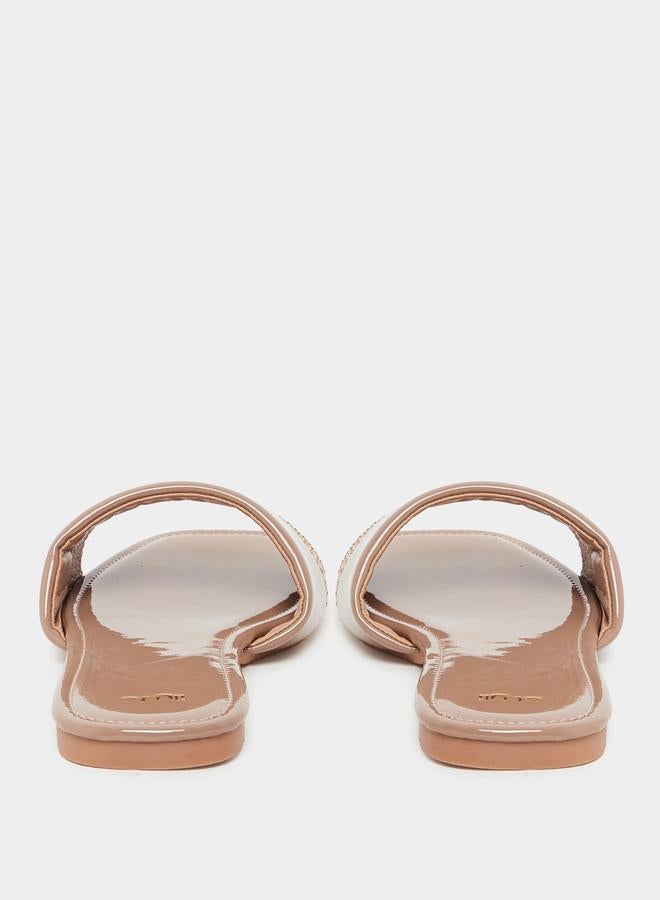 Styli Tan Woven Flat Sandals - Image 5