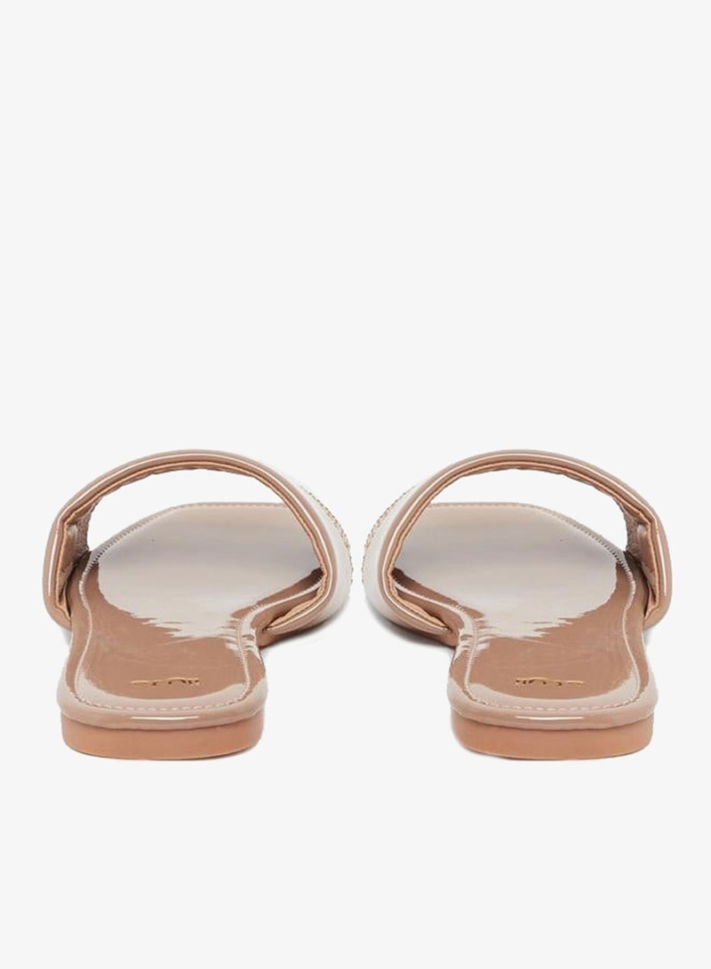 Styli Tan Woven Flat Sandals - Image 5