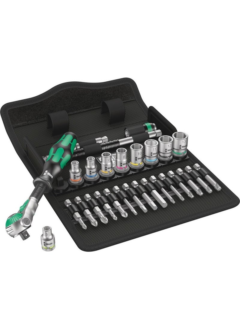 Wera - 8100 Sa 6 Zyklop Ratchet Socket Bits Set 1/4" 05004016001 - Image 1
