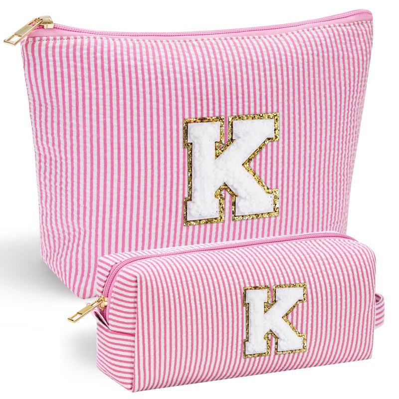 YOOLIFE Birthday Gifts for Women Kids Teen Girls Birthday Gifts for 6 7 8 9 10 11 12 13 Year Old Girls Initial Birthday Gift Makeup Bag for Girl Daughter Sister Teacher Friend Girlfriend Pink K - Image 1