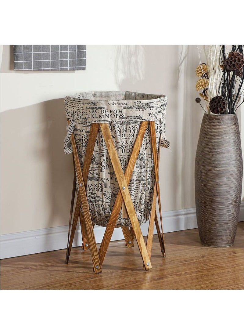 FFD Laundry Basket Bin With Wooden Frame Laundry Hamper For Baby Nursery Dog Toy Blanket Storage Organizer Portable Folding Basket For Clothes - Image 1