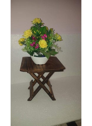 Deco Store Deco Store Wooden Chakor 2 Patti Adjustable Stool Plant Stand Coffee Table Side Table End Table Outdoor Table Stool for Planter and Garden Product Dimension LxHxW12x145x2  - Image 3