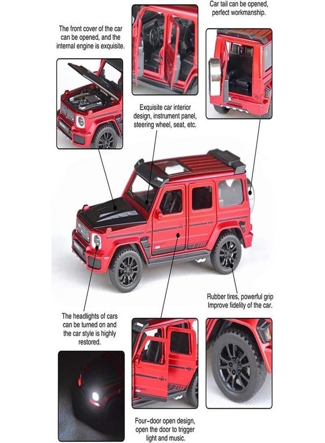 سيارة DUWOL الجديدة BB700 المصنوعة من سبيكة معدنية مصبوبة بمقياس 1:32، من طراز G Wagon، تعمل بالسحب للخلف، مزودة بأبواب قابلة للفتح، وموسيقى وصوت وإضاءة، لعبة سيارة للأطفال الأولاد (أحمر) - Image 3