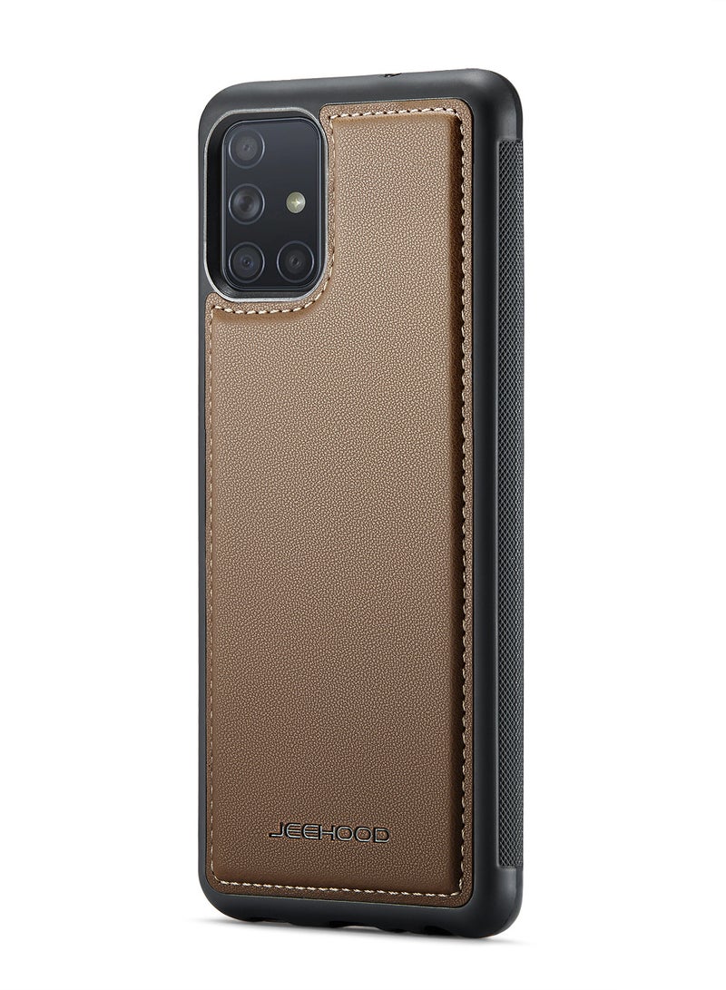 JEEHOOD CaseMe Phone Case Compatible with Samsung Galaxy A51 4G Luxury PU Leather Back Cover Cover Compatible with Samsung Galaxy A51 4G - Brown - Image 1