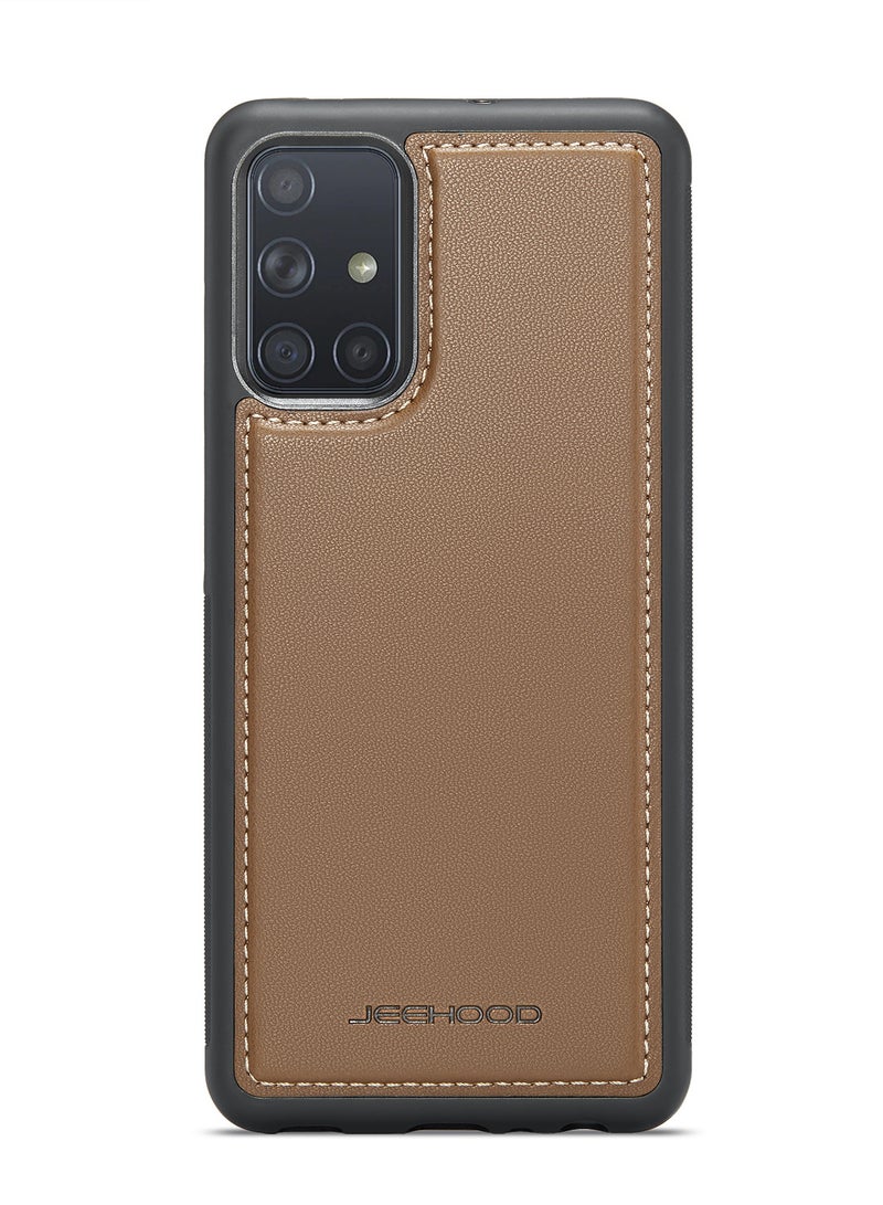JEEHOOD CaseMe Phone Case Compatible with Samsung Galaxy A51 4G Luxury PU Leather Back Cover Cover Compatible with Samsung Galaxy A51 4G - Brown - Image 3