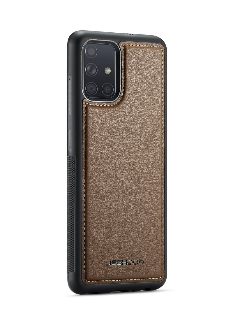 JEEHOOD CaseMe Phone Case Compatible with Samsung Galaxy A51 4G Luxury PU Leather Back Cover Cover Compatible with Samsung Galaxy A51 4G - Brown - Image 2