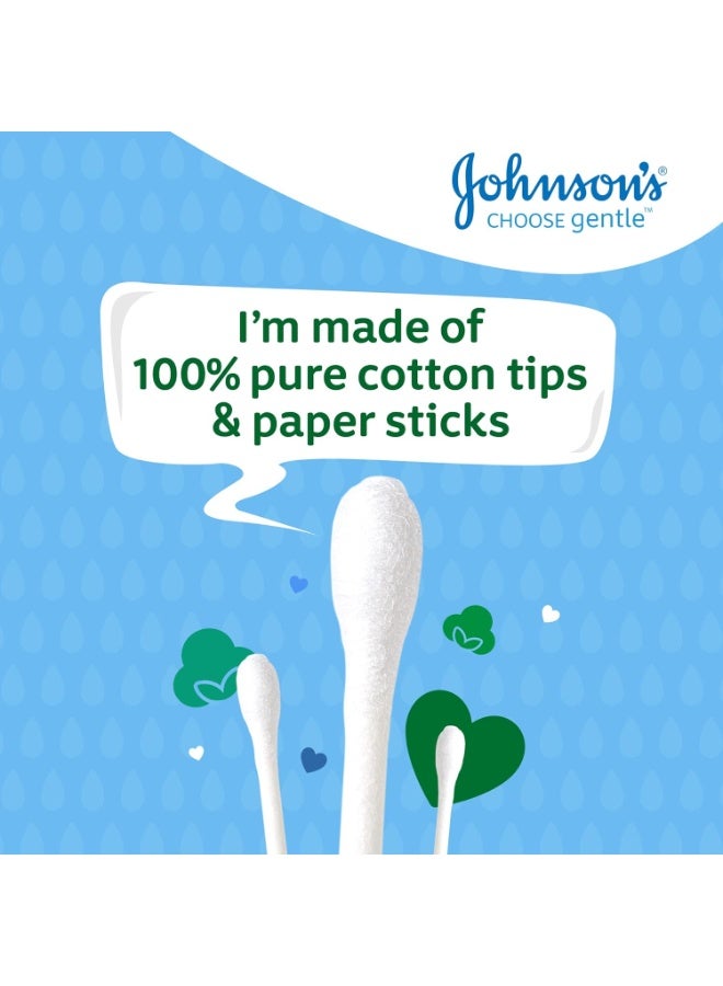 Johnson's Baby Cotton Buds, 100 Count | 100% Pure Cotton Tips & Paper Sticks | Plastic-Free & Recyclable Packaging - Image 3