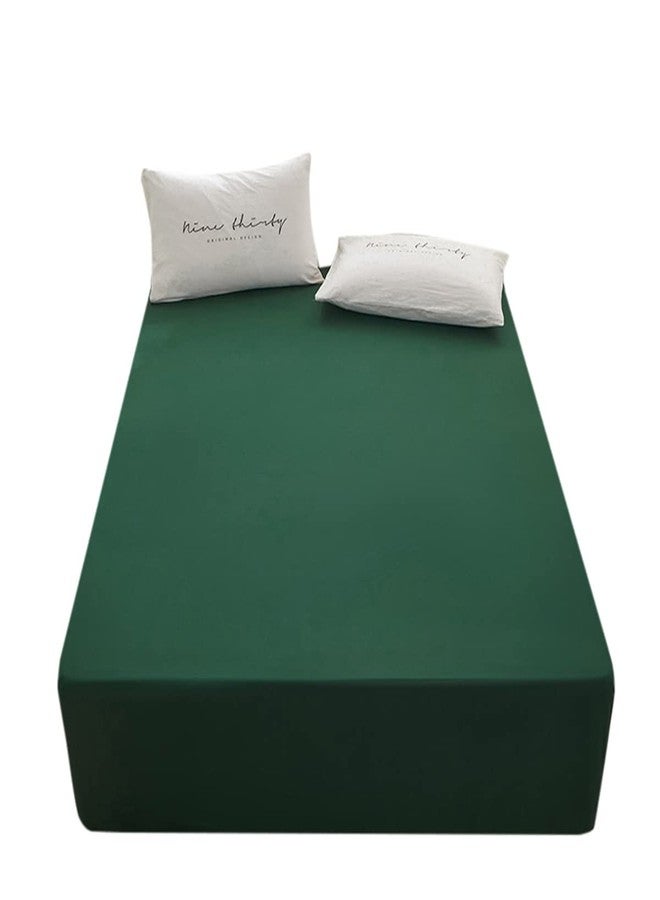 rushrushlulu Bedding 1piece Queen Size Fitted Sheet Only- Bottom Fitted Sheet-Fits 15inches Deep Pocket Matress Sheet-Soft and Microfiber-Easy Care-Dark Green - Image 1