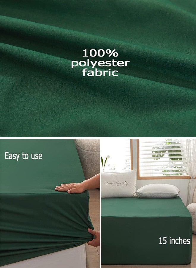 rushrushlulu Bedding 1piece Queen Size Fitted Sheet Only- Bottom Fitted Sheet-Fits 15inches Deep Pocket Matress Sheet-Soft and Microfiber-Easy Care-Dark Green - Image 3