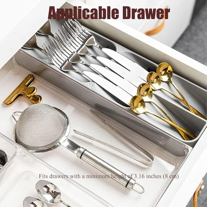 Generic Cutlery Drawer Organizer for Spoons, Forks, and Knives, Easy to Clean, Quick Drying .smk - Image 2