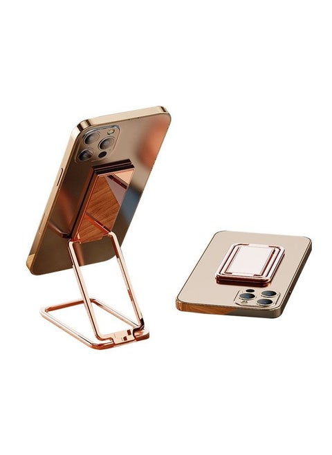 Multi-Functional Rotatable Metal Folding Mobile Phone Bracket with Finger Ring Buckle Bracket Adjustable Cellphone Ring Holder Finger Kickstand for Office Desktop & Magnetic Car Mount Rose Gold