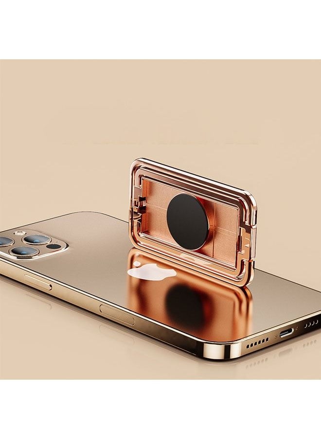 Multi-Functional Rotatable Metal Folding Mobile Phone Bracket with Finger Ring Buckle Bracket Adjustable Cellphone Ring Holder Finger Kickstand for Office Desktop & Magnetic Car Mount Rose Gold