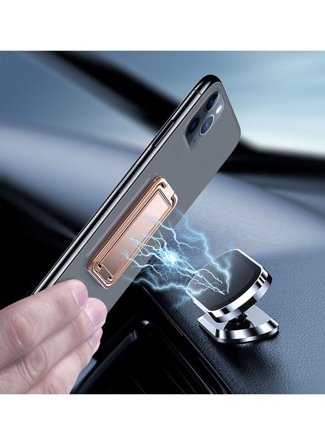 Multi-Functional Rotatable Metal Folding Mobile Phone Bracket with Finger Ring Buckle Bracket Adjustable Cellphone Ring Holder Finger Kickstand for Office Desktop & Magnetic Car Mount Rose Gold