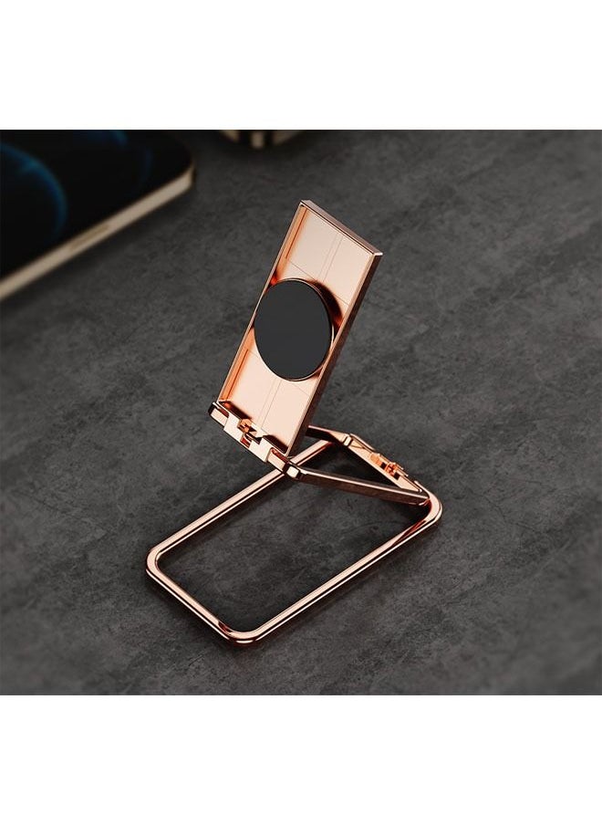 Multi-Functional Rotatable Metal Folding Mobile Phone Bracket with Finger Ring Buckle Bracket Adjustable Cellphone Ring Holder Finger Kickstand for Office Desktop & Magnetic Car Mount Rose Gold