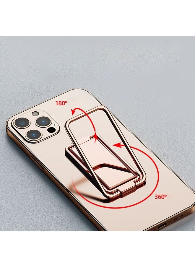 Multi-Functional Rotatable Metal Folding Mobile Phone Bracket with Finger Ring Buckle Bracket Adjustable Cellphone Ring Holder Finger Kickstand for Office Desktop & Magnetic Car Mount Rose Gold