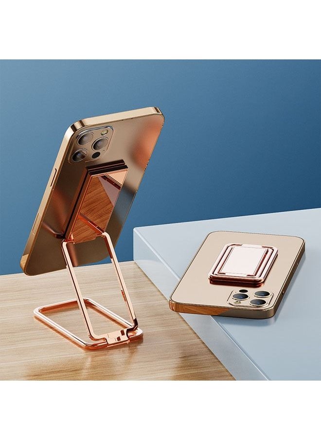 Multi-Functional Rotatable Metal Folding Mobile Phone Bracket with Finger Ring Buckle Bracket Adjustable Cellphone Ring Holder Finger Kickstand for Office Desktop & Magnetic Car Mount Rose Gold