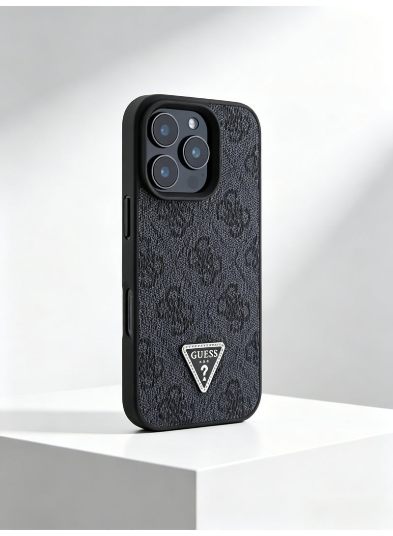 GUESS iPhone 16 Pro Max CaseMagsafe Capable Pu Leather 4g Patterned Rhinestone Triangle - Image 1