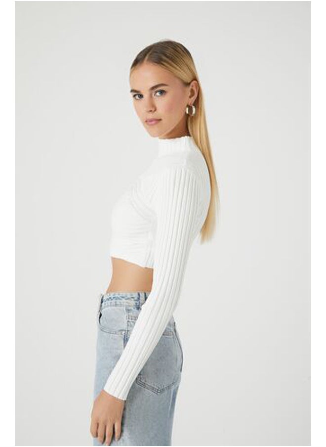 FOREVER 21 - Sweater-Knit Mock Neck Crop Top - Image 1