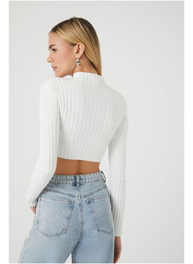 FOREVER 21 - Sweater-Knit Mock Neck Crop Top - Image 1