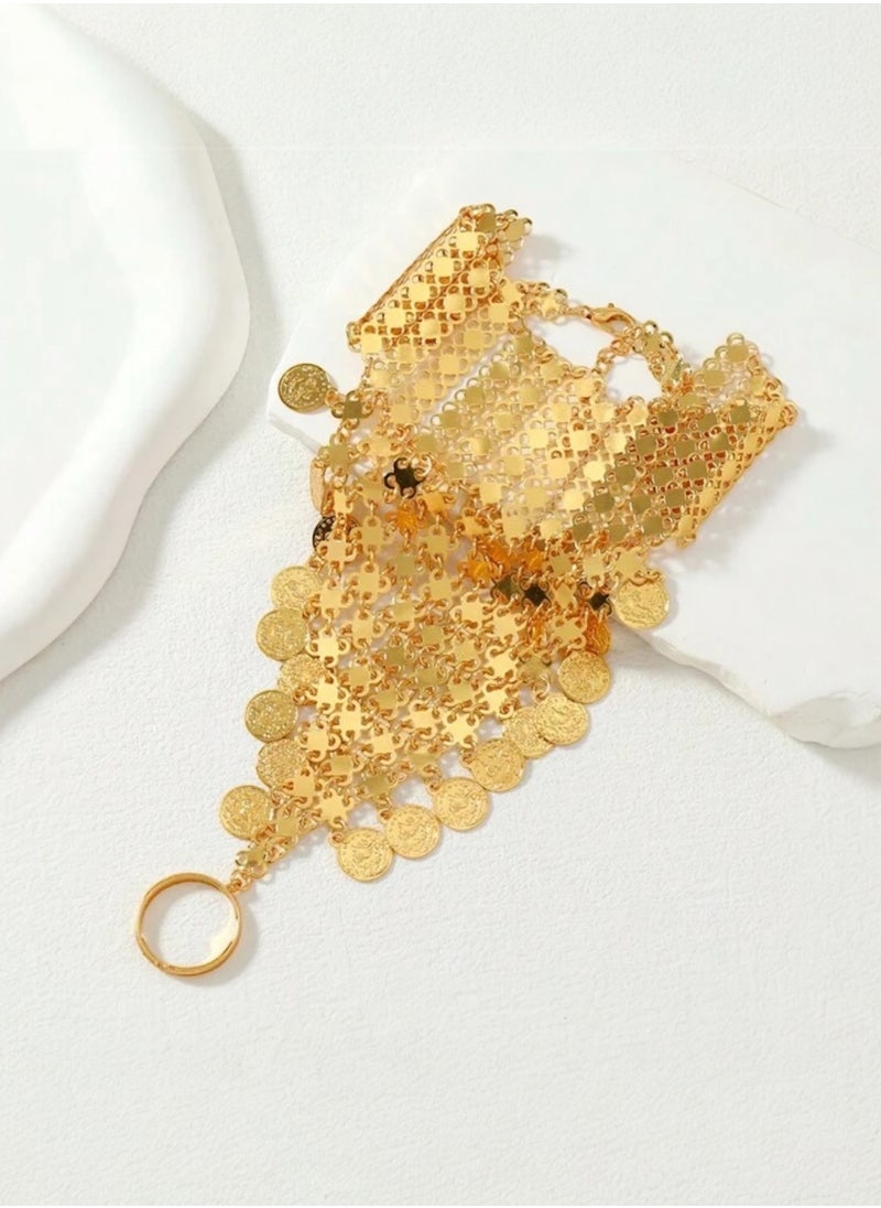 GOLDMAX 21k Gold Plated Bracelet For Women Connecting With Ring  - Image 2