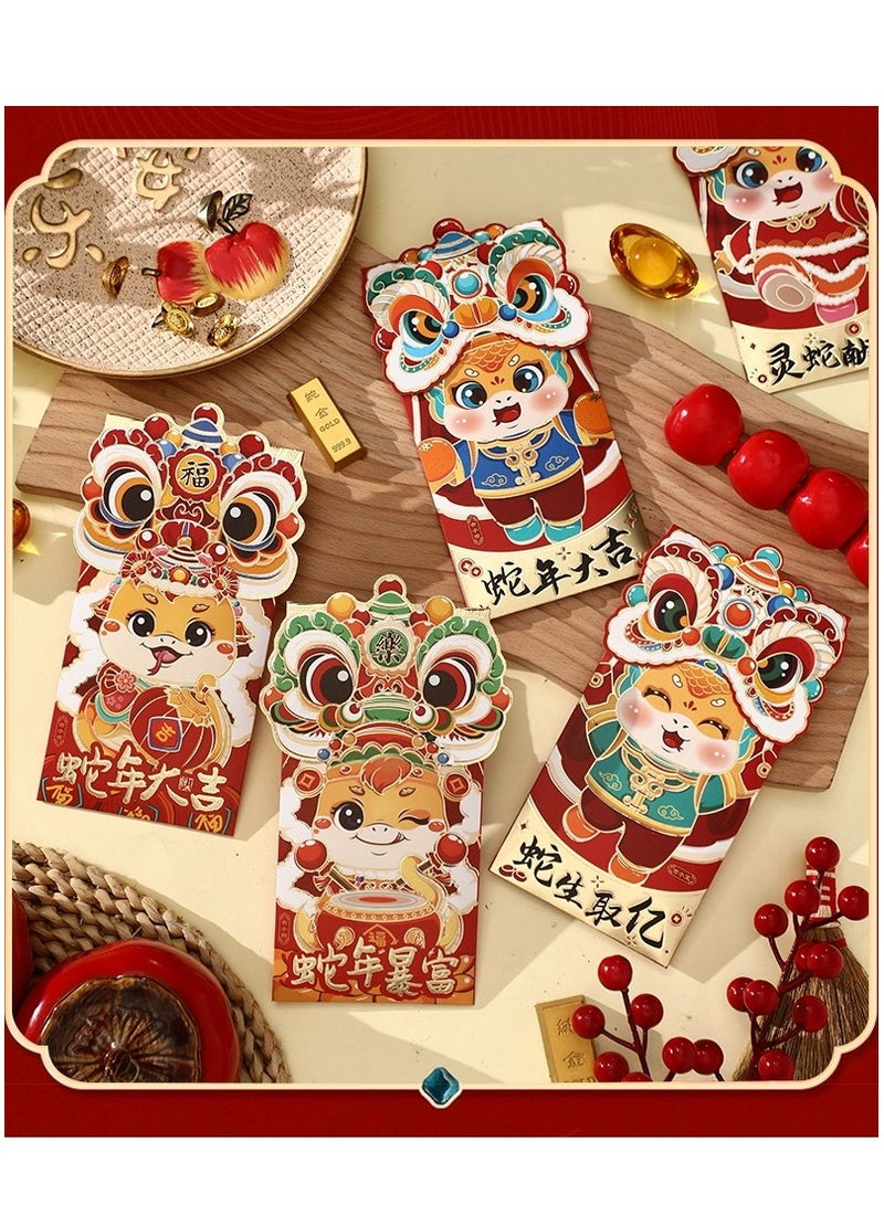 2025 Year of the Snake Red Envelope New Year Red Envelope Envelope Money Decoration Envelope Chinese Red Envelope Paper Money Red Envelope Dragon Year Red Envelope Cartoon, 12pcs - Image 2