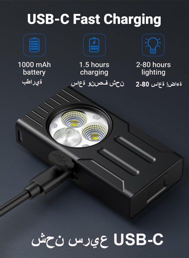 EDC Flashlight, 400 Lumens Mini Flashlight with Magnet, Rechargeable UV Flashlight Last for 80 Hours, Keychain Flashlight with 8 Modes, Flashlights High Lumens for Outdoor Adventure, Camping, Hiking - Image 4