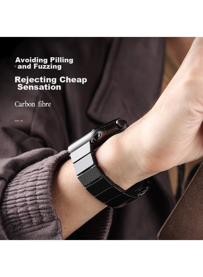 Mssm Carbon Fiber Watch Band For Apple Watch S10/9/8/ultra, Ultra-light Modern Fashion Business Strap For Iwatch Series, Compatible With All Models - Black - Image 5