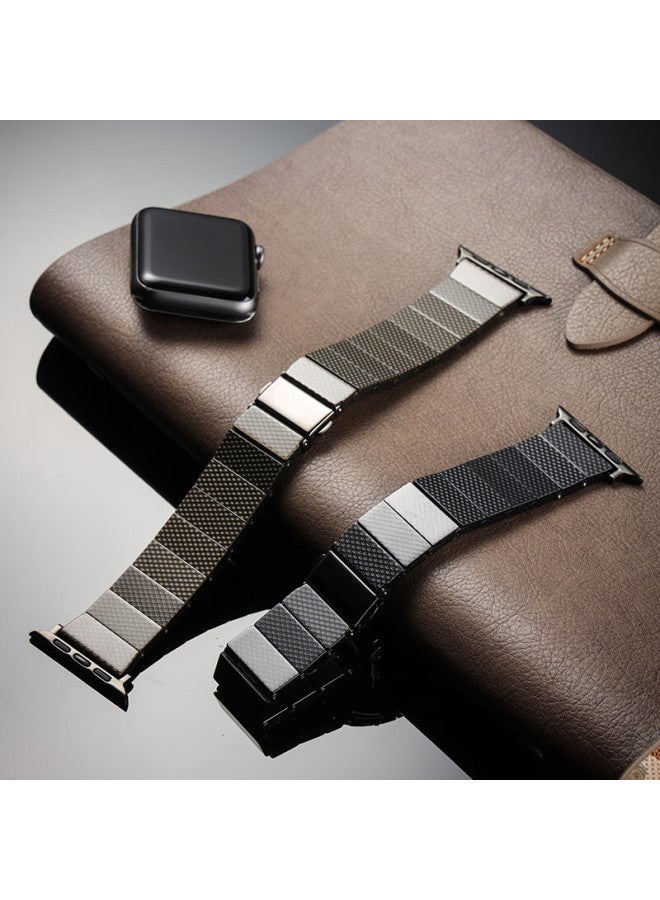 Mssm Carbon Fiber Watch Band For Apple Watch S10/9/8/ultra, Ultra-light Modern Fashion Business Strap For Iwatch Series, Compatible With All Models - Black - Image 4