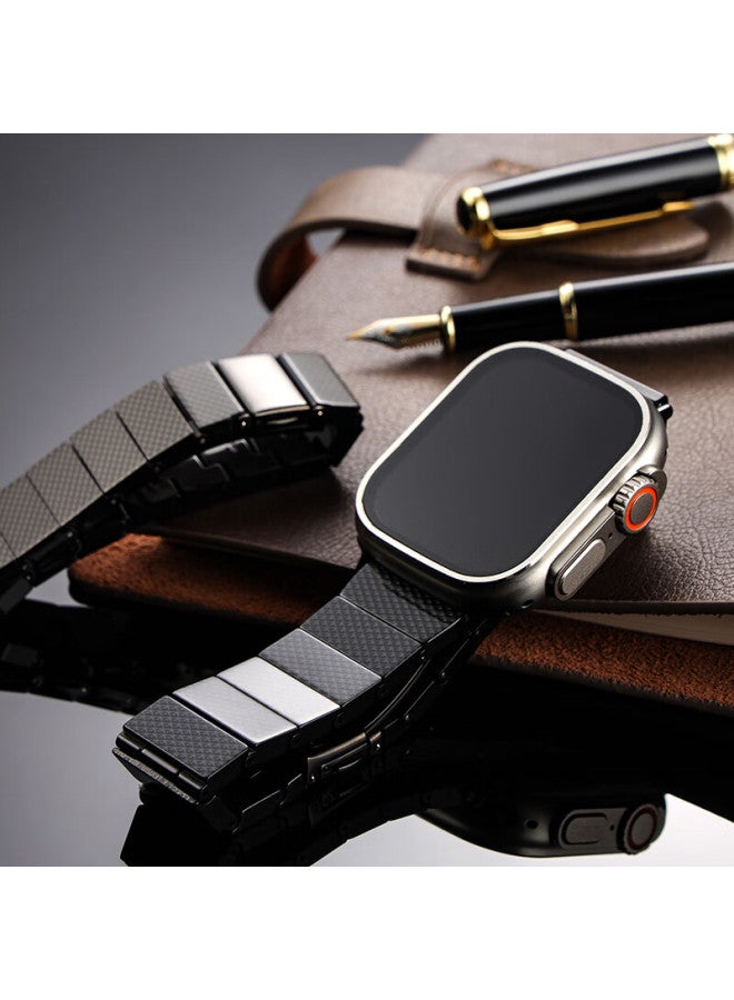 Mssm Carbon Fiber Watch Band For Apple Watch S10/9/8/ultra, Ultra-light Modern Fashion Business Strap For Iwatch Series, Compatible With All Models - Black - Image 3