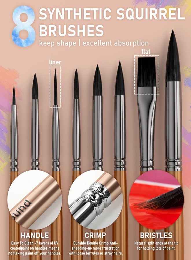 Nicpro 168 Colors Watercolor Paint Set include Metallic Macaron Candy Fluorescent, 8 Synthetic Squirrel Painting Brushes, 25 Water Color Paper, Palette, Art Supplies Kit for Artist Adult Beginner with - Image 5