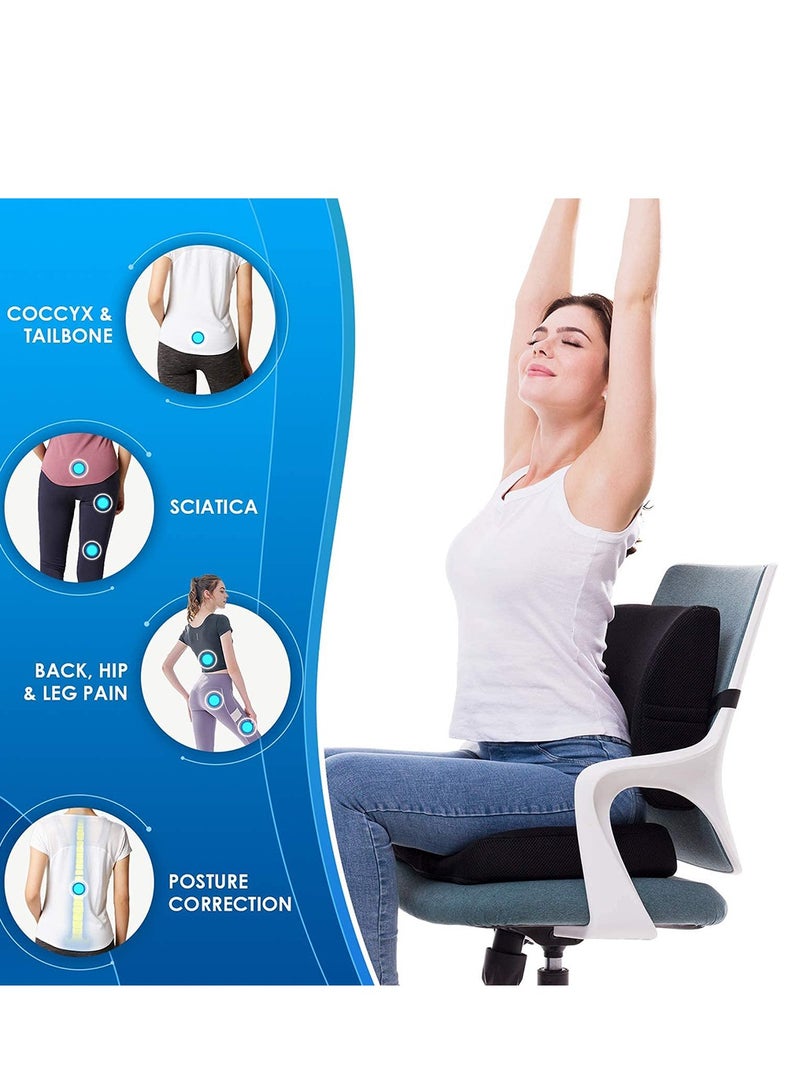 Chair Cushion, Lumbar Support Pillow with Memory Foam, Seat Cushion for Office Chair and Car (Black) - Image 5