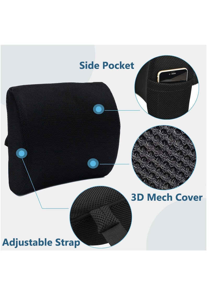 Chair Cushion, Lumbar Support Pillow with Memory Foam, Seat Cushion for Office Chair and Car (Black) - Image 3