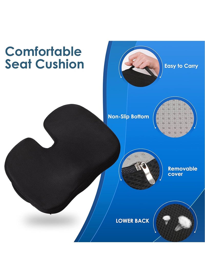Chair Cushion, Lumbar Support Pillow with Memory Foam, Seat Cushion for Office Chair and Car (Black) - Image 4