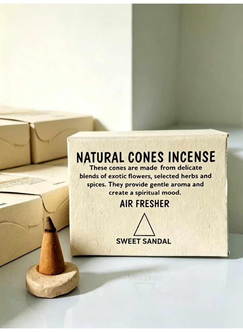 Aromancy Sweet Sandalwood Incense Cones Set, 1 Box Natural Handmade WEET SANDAL ( about 25pcs ) , Long Lasting Soft Woody Aroma for Meditation, Prayer, Yoga, Home Fragrance & Relaxation - Image 1