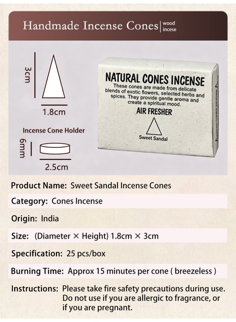 Aromancy Sweet Sandalwood Incense Cones Set, 1 Box Natural Handmade WEET SANDAL ( about 25pcs ) , Long Lasting Soft Woody Aroma for Meditation, Prayer, Yoga, Home Fragrance & Relaxation - Image 2