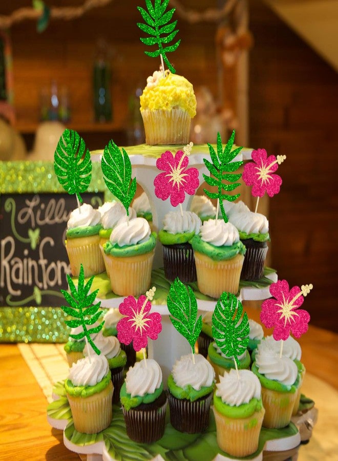 ايفلين مجموعة إيفلين المكونة من 24 قطعة من زينة الكب كيك الاستوائية، تتضمن زينة لامعة على شكل شجرة نخيل، وأعواد تزيين الكب كيك على طراز ألوها، وزينة زهور للكب كيك، مثالية لحفلات استقبال المولود الجديد أو حفلات أعياد الميلاد ذات الطابع الهاواي. - Image 4