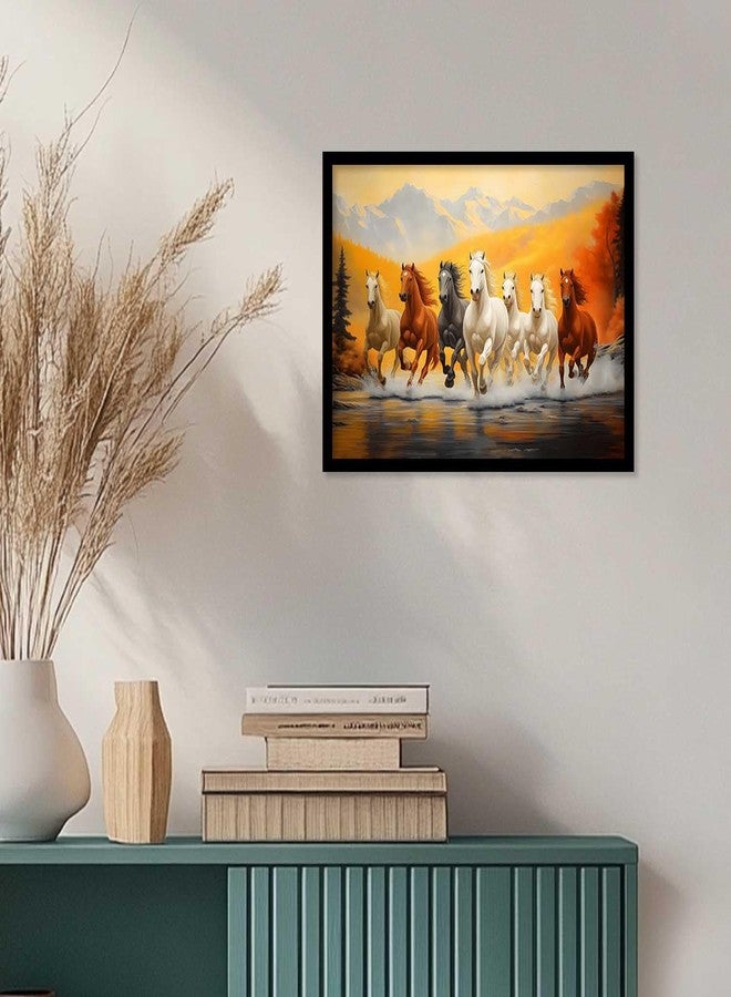 kotart Seven Running Vastu Lucky Horse Rising Sun Painting Wall Décor | 7 Horses Vastu Frame Wall Art Painting for Living Room Bedroom Office Home Décor Size 10x13 inch - Image 5