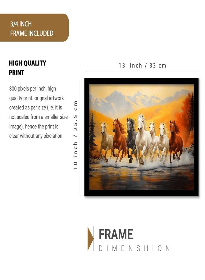 kotart Seven Running Vastu Lucky Horse Rising Sun Painting Wall Décor | 7 Horses Vastu Frame Wall Art Painting for Living Room Bedroom Office Home Décor Size 10x13 inch - Image 2