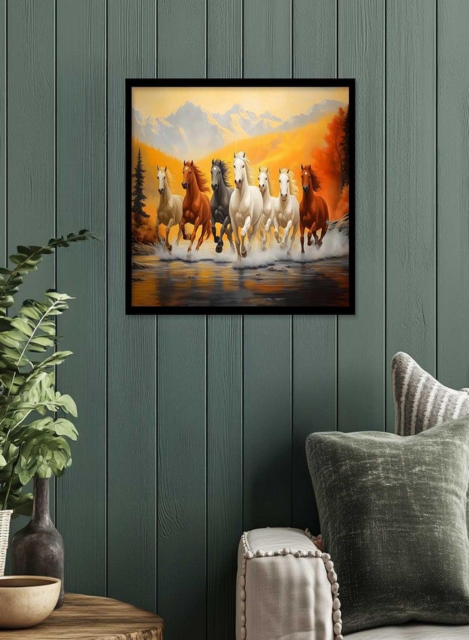 kotart Seven Running Vastu Lucky Horse Rising Sun Painting Wall Décor | 7 Horses Vastu Frame Wall Art Painting for Living Room Bedroom Office Home Décor Size 10x13 inch - Image 4