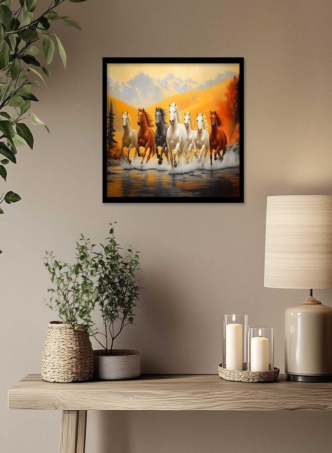 kotart Seven Running Vastu Lucky Horse Rising Sun Painting Wall Décor | 7 Horses Vastu Frame Wall Art Painting for Living Room Bedroom Office Home Décor Size 10x13 inch - Image 3