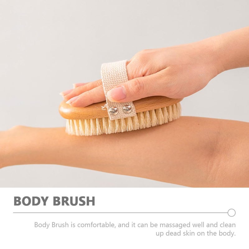 Natural Boar Bristle Shower Brush Large Size Soft Body Scrubber For Exfoliating Dry Brushing Skin Care - Image 4