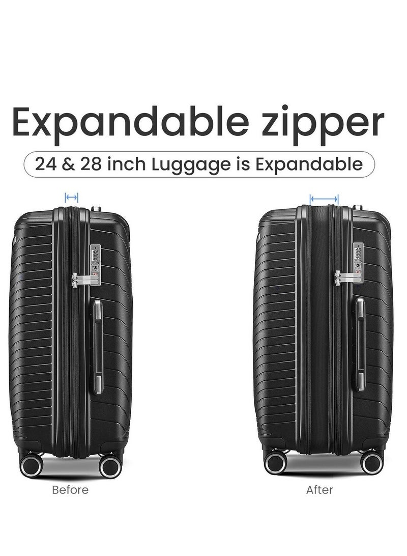 Milano Anti-Break Luggage Set 4 Pieces 14/ 20/ 24/28 (Black) - Image 5