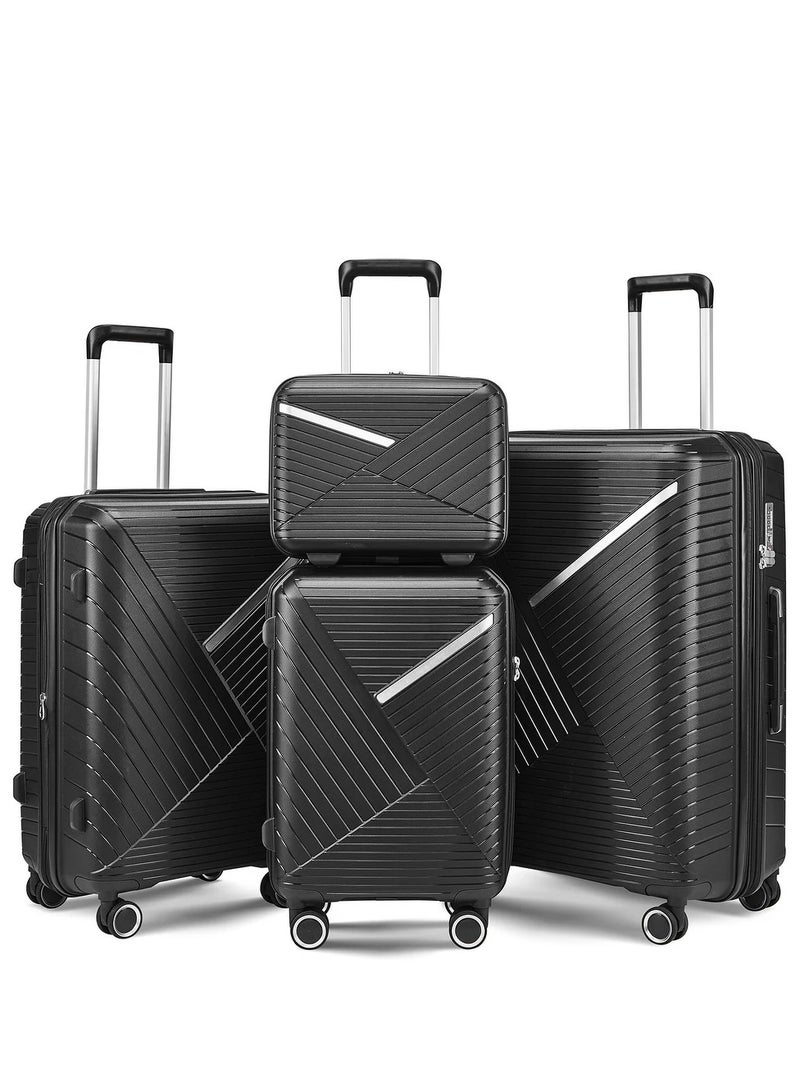 Milano Anti-Break Luggage Set 4 Pieces 14/ 20/ 24/28 (Black) - Image 1