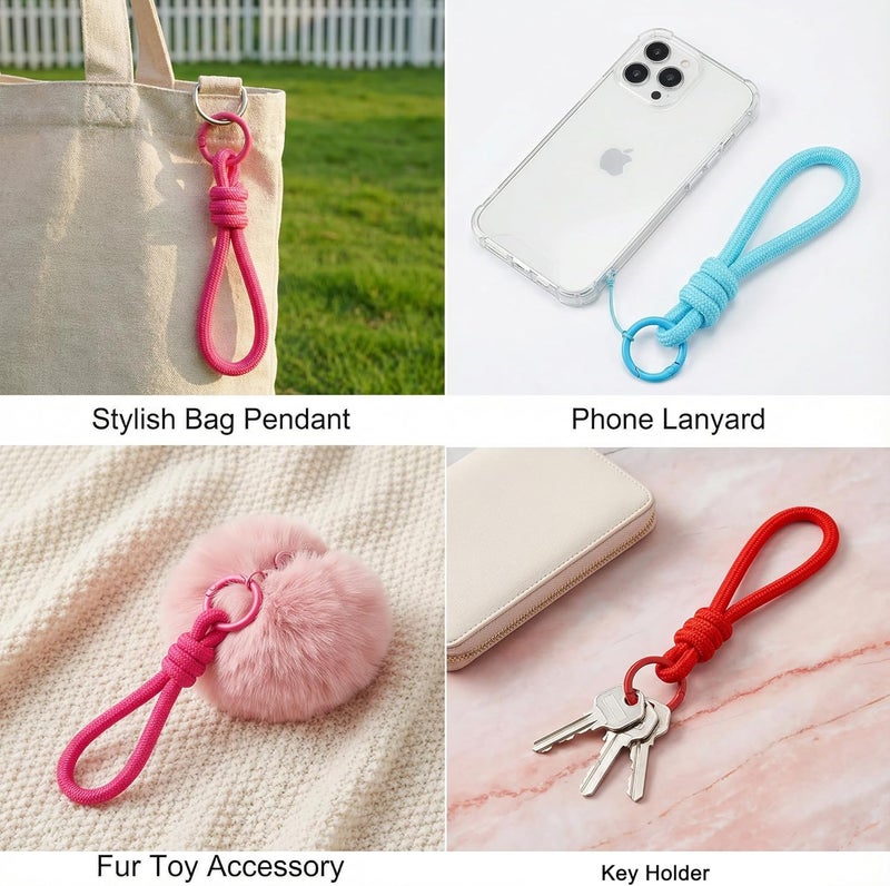 Cmidy Paracord Keychain Wristlet Bag Charm 12pcs Braided Strap Key Ring Rope Keychain Lanyard for Car Keys Phone Plush Toys - Image 4