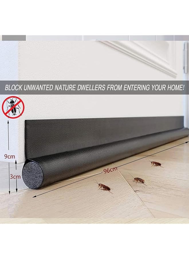 erorex - Door Draft Stopper Under Door Draft Blocker Weather Stripping Noise Blocker One Sided Door Draft Stopper Adjustable Door Foam Seal Strip Window Breeze Blocker Black - Image 1
