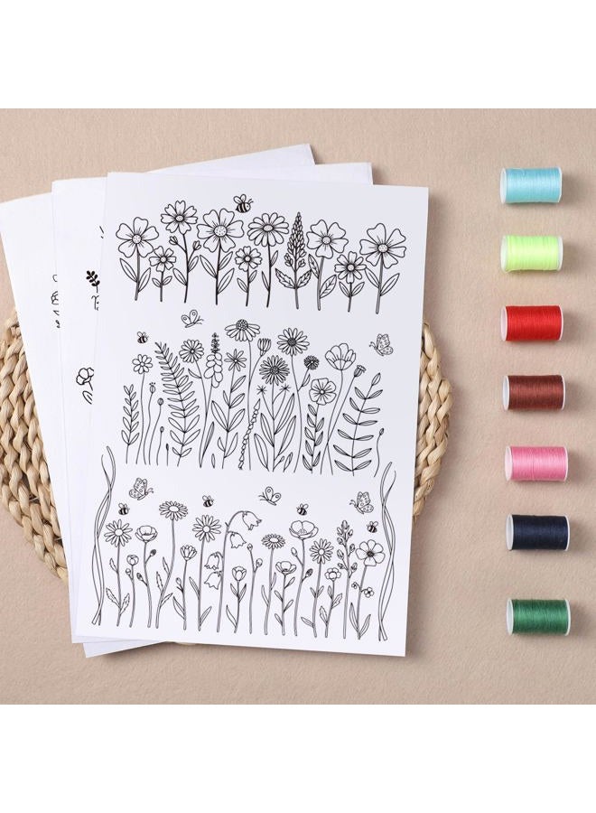 VISSTREE Floral Water Soluble Embroidery Patterns, 4 Sheets Stick and Stitch Embroidery Papers Wash Away, Pre-Printed Flower Designs Transfer Paper Customized Gifts for Hand Sewing Lovers Beginners - Image 5