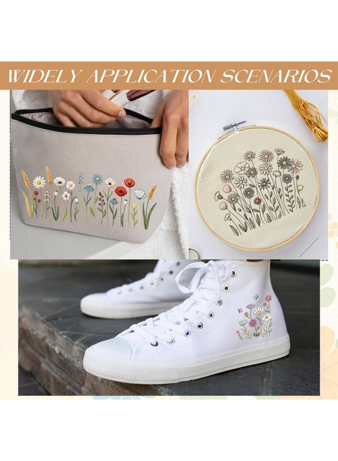 VISSTREE Floral Water Soluble Embroidery Patterns, 4 Sheets Stick and Stitch Embroidery Papers Wash Away, Pre-Printed Flower Designs Transfer Paper Customized Gifts for Hand Sewing Lovers Beginners - Image 4