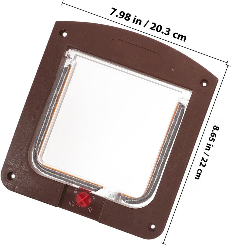 SHOWERORO Adjustable Locking Cat Door and Dog Gate for Doors and Windows, Dual-Way Pet Flap with Safety Lock, Coffee Color, Suitable for Indoor and Outdoor Use - Image 2